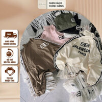 Áo khoác dù nữ ToBi Jean - vải nhăn sọc tay in nét