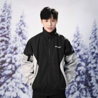 Áo khoác dù Paradox cổ bẻ trẻ trung, áo gió nam 2 lớp cao cấp phối 2 màu basic - Đen - XL