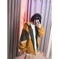 Áo khoác dù phối màu có mũ, áo khoác nam nữ phong cách Hàn Quốc TH21 - Nâu đất