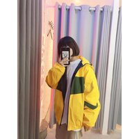 Áo khoác dù phối màu có mũ, áo khoác nam nữ phong cách Hàn Quốc TH21 - Vàng