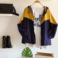 ÁO KHOÁC DÙ PHỐI MÀU XANH NAVY-VÀNG NAM NỮ