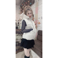 áo khoác ghile không tay có mũ cao cấp cho nữ