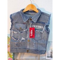 áo khoác gile bò cho bé trai bé gái size đại cồ 35-45kg,  áo khoác gile jean cho bé 10 11 12 13 14 tuổi - Berrnier VIP