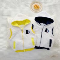 Áo Khoác GILE Lông Cừu Cho Bé, Áo Khoác Lót Bông Thêu Cho Bé Hàng Cao Cấp Từ 8-27kg