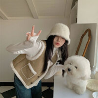 Áo khoác gile lông da lộn chất lượng cao thanh lịch cho nữ