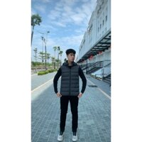 Áo khoác Gile Nam, Áo phao giữ nhiệt 3 lớp chần ngang chống thấm nước, siêu nhẹ giữ ấm, mũ có thể tháo rời