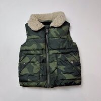 Áo khoác gile phao N.E.X.T zanzi rêu phối cổ lông cừu size 6m - 2y