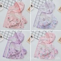 Áo khoác gió bé gái, áo khoác lót lưới cho bé họa tiết hoạt hình size 110 - 150 (15 đến 30 kg)
