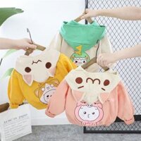 Áo khoác gió bo gấu hình thú - Vàng - size 4