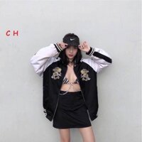 Áo khoác gió bomber nam nữ thêu rồng unisex , hàng thiết kế