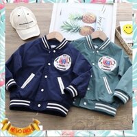 Áo khoác gió cho bé trai 2-7 tuổi 2 lớp thêu chữ FIVE. Áo Bomber trẻ em xuất Hàn bên trong lót nỉ khỏe khoắn thời trang