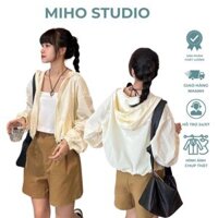 Áo Khoác Gió Croptop, Dù Trơn Dáng Lửng Mũ Rộng Chắn Gió Che Nắng Miho Studio