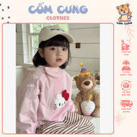 Áo Khoác Gió Hồng Hello Kitty Nổi Hai Lớp Có Mũ Cho Bé Gái ,Áo Chống Gió Ấm Áp, Thời Trang, Size 90-150cm