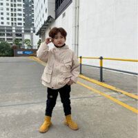 Áo khoác gió lót lông siêu ấm cho bé trai, gái vải tráng bạc cảm gió chống nước giữ ấm cơ thể[18-42]