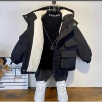 Áo khoác gió lót lông siêu ấm cho bé trai, gái vải tráng bạc cảm gió chống nước giữ ấm cơ thể[18-42]