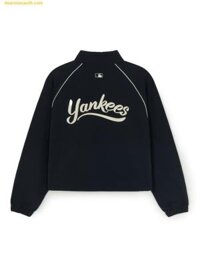 Áo Khoác Gió MLB Women's Sporty Varsity Windbreaker New York Yankees 3FWJV0154-50BKS Đen
