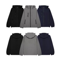 Áo khoác gió nam chống nước 2 lớp có mũ màu đen, xanh, xám kháng nước cản gió HIDDLE H7-AK11