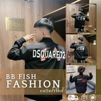Áo khoác gió Nam nữ bomber DSQ ICON, Jordan Milano 2 lớp khoá bạc hottrend BB Fish