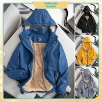 Áo khoác gió nam, nữ lót lông cừu, vải tráng bạc cao cấp chống nước có mũ tháo rời( 3k)