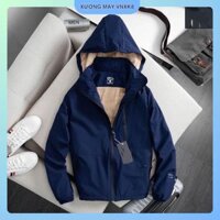 Áo khoác gió nam, nữ lót lông cừu, vải tráng bạc cao cấp chống nước có mũ tháo rời