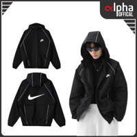 Áo khoác gió nike 2 lớp dày dặn chống nắng chất dù có mũ tháo rời form rộng nam nữ unisex - ALAKA16