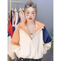 Áo Khoác Gió Nữ 2 Lớp Kiểu Dáng Croptop, Phối Màu,Phong Cách Trẻ Trung,Năng Động mẫu mới 2024