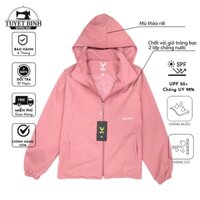 Áo khoác gió nữ có mũ cao cấp 2 lớp, chất liệu gió tráng bạc chống tia UV chống nắng ngăn gió