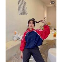 Áo khoác gió nữ phối 3 màu croptop Hàn Quốc dáng lững