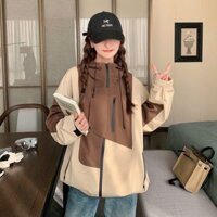 Áo Khoác Gió Phối màu 𝐂𝐨́ 3 𝐓𝐮́𝐢 Khoá Kéo Áo Khoác Dù 2 Lớp Có Mũ Trùm Đầu top jacket Unisex nam Nữ Tp055