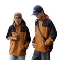 Áo khoác gió phối màu, áo gió unisex khóa kéo, chất vải không thấm nước phù hợp đi dã ngoại, cổ cao