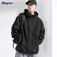 Áo khoác gió unisex 2 lớp dày dặn Logo trước + Có túi bên trong - Áo khoác dù nam nữ form rộng, KG2 - Uzangshop