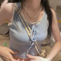 Áo khoác hai mảnh giả mùa hè kiểu Hàn Quốc cho phụ nữ, áo vest ngắn thời trang, áo thun không tay bên trong