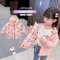 Áo Khoác Hai Mặt Có Mũ Trùm In Hình Hoạt Hình Thời Trang Mùa Xuân Thu Dành Cho Bé Gái