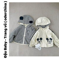 Áo khoác hình hoạt hình và mặt kẻ caro mang 2 mặt cho bé hàng quảng châu