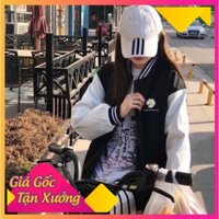 ÁO KHOÁC HOA CÚC PEACEMINUSONE SỌC VIỀN 2 KIỂU - BOMBER JACKET THÊU HOA SỌC RAGLAN TRẮNG ĐEN HOT [Sales]