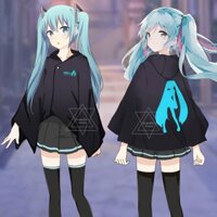 Áo khoác hóa trang Hatsune Miku tay dài có mũ trùm hàng mới thời trang đơn giản