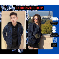 Áo Khoác Hoddie Zip Luôn Vui Tươi Họa Tiết Monogram Xanh Than - Áo khoác có mũ đơn giản nỉ cao cấp