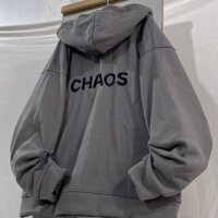 Áo KHOÁC Hoodie CHAOS 3 Màu Nam Nữ Ulzzang Unisex - XÁM - L