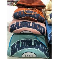 Áo khoác Hoodie chất Nỉ Cao Cấp form rộng thêu chữ nổi BADBLOOD có BIG Size  Áo khoác chui đầu unisex có khoá zip cổ - Xanh nhạt - XL duoi 79kg