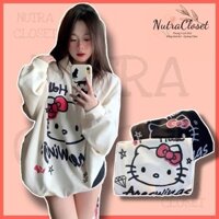 Áo khoác hoodie chui đầu nỉ ngoại in mèo kitty an028 unisex nam nữ