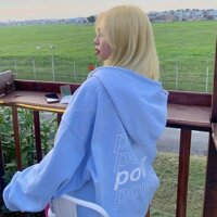 Áo khoác hoodie có dây kéo in chữ sau lưng vải đẹp - Xanh Ngọc - FreeSize