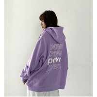 Áo khoác hoodie có dây kéo in chữ sau lưng vải đẹp - Tím - FreeSize