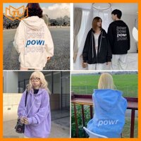 Áo khoác hoodie có dây kéo in chữ sau lưng vải đẹp - Trắng - FreeSize