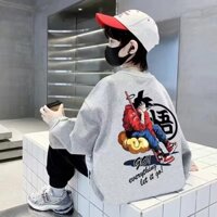 Áo Khoác Hoodie cotton Dáng Rộng In Hình son goku Phong Cách Đường Phố Mùa Thu Cho Bé Trai