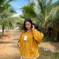 ÁO KHOÁC HOODIE DA LỘN NỮ PHỐI DÂY KÉO TAY BO CỰC XINH