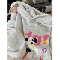 Áo Khoác Hoodie Dáng Rộng Màu Xám Nhạt Phong Cách retro Đường Phố Mỹ Thời Trang Xuân Thu Cho Nữ