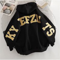 áo khoác hoodie dây kéo nữ hình in chữ to hết lưng và tay