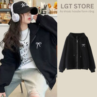 Áo khoác hoodie form rộng [CÓ ẢNH THẬT] Áo khoác nữ form rộng chất nỉ ngoại IN NƠ có túi tronG ÁO KHOÁC HOODIE IN NƠ