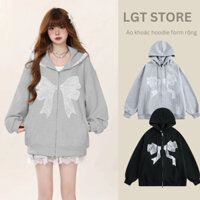 Áo Khoác Hoodie Form Rộng [CÓ ẢNH THẬT] Áo Khoác Hoodie nữ Form Rộng NƠ REN Áo Khoác nữ Form Rộng unisex