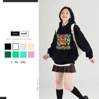 Áo khoác hoodie form rộng nữ họa tiết cute, áo khoác nỉ có mũ chất nỉ bông dày dặn